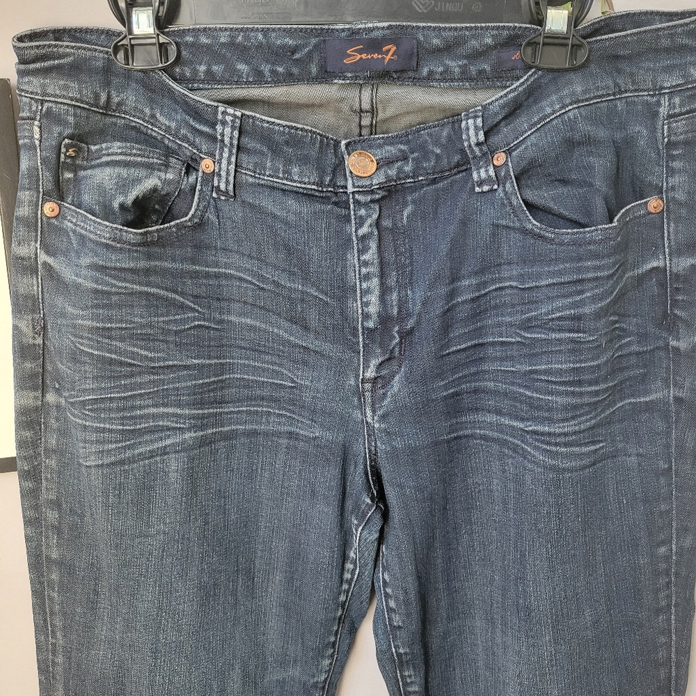 Seven 7 Women's Straight Leg Denim Jeans Dark Wash 12 - Picture 3 of 16